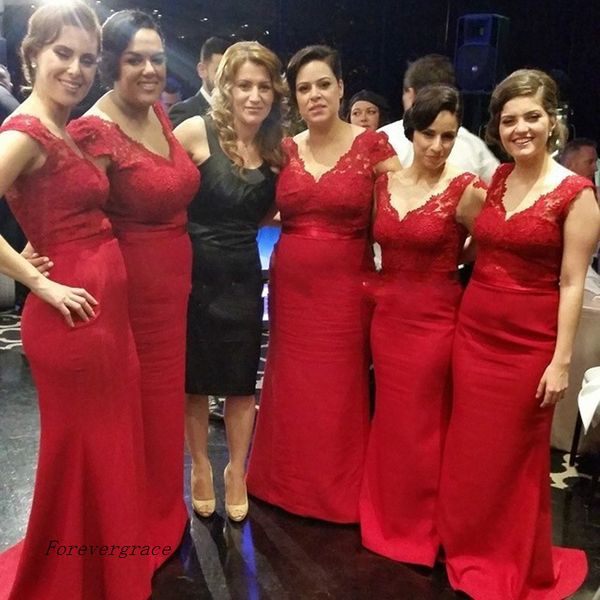 new red v neck arabic african style bridesmaid dress long maid of honor dress wedding guest gown custom made plus size, White;pink
new red v neck arabic african style bridesmaid dress long maid of honor dress wedding guest gown custom made plus size, White;pink
