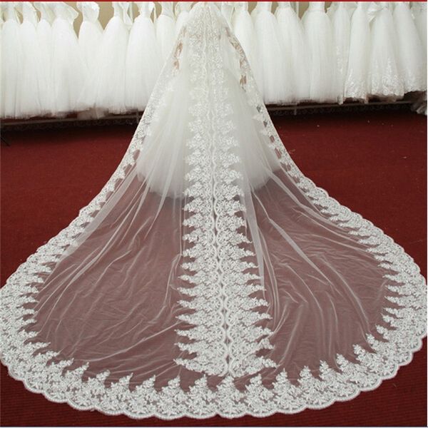 2017 new luxury wedding veil with cathedral train appliqued edge white/ivory wedding accessories wedding dress long bridal veils, Black
2017 new luxury wedding veil with cathedral train appliqued edge white/ivory wedding accessories wedding dress long bridal veils, Black