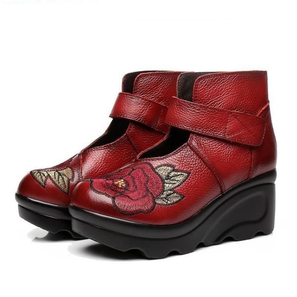 new arrival 2017 fashion women autumn genuine leather boots handmade vintage flower embroidered ankle botines wedges shoes woman, Black
new arrival 2017 fashion women autumn genuine leather boots handmade vintage flower embroidered ankle botines wedges shoes woman, Black
