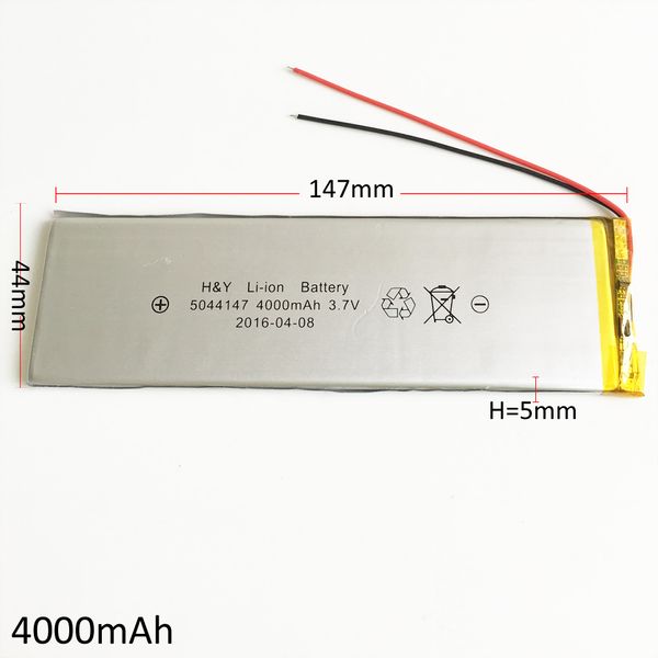 

Model 5044147 3.7V 4000mAh Lithium Polymer Li-Po Rechargeable Battery For DVD PAD Mobile phone GPS Power bank Camera E-books Notebook TV box