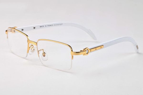 luxury fashion men white glasses plain soleil rectangle half wooden sunglasses buffalo frames horn lunettes de mirror dooke, Slivery;brown