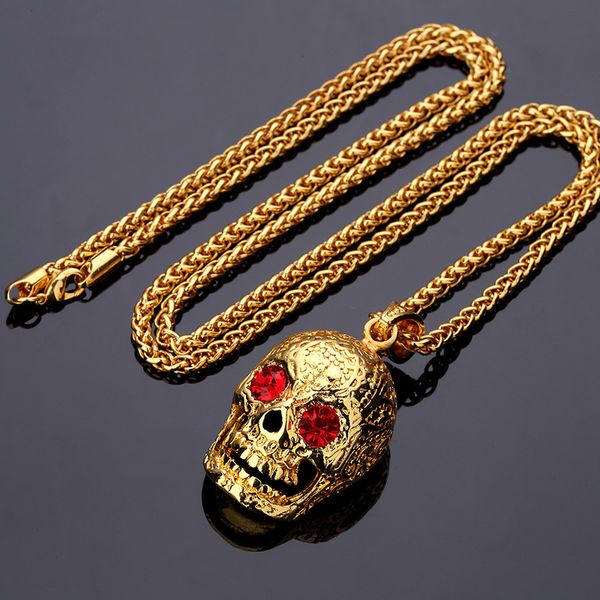 fashion men hip hop skull pendant necklaces jewelry stainless steel 18k gold plated long chains 75cm chain punk rock filled, Silver
fashion men hip hop skull pendant necklaces jewelry stainless steel 18k gold plated long chains 75cm chain punk rock filled, Silver