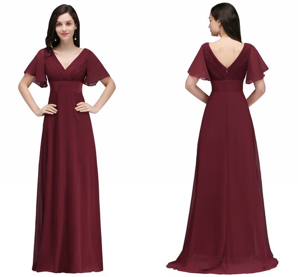 wholesale price dark red long chiffon evening dresses v neck low back flowy a line evening party gowns with speaker sleeves online, Black;red
wholesale price dark red long chiffon evening dresses v neck low back flowy a line evening party gowns with speaker sleeves online, Black;red