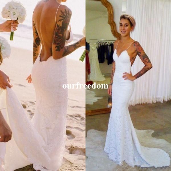 Sexy Vingate Lace Spaghetti Straps Sleeveless With Backless Sweep Train Beach Wedding Dresses 2016 Vestido De Noiva
Sexy Vingate Lace Spaghetti Straps Sleeveless With Backless Sweep Train Beach Wedding Dresses 2016 Vestido De Noiva