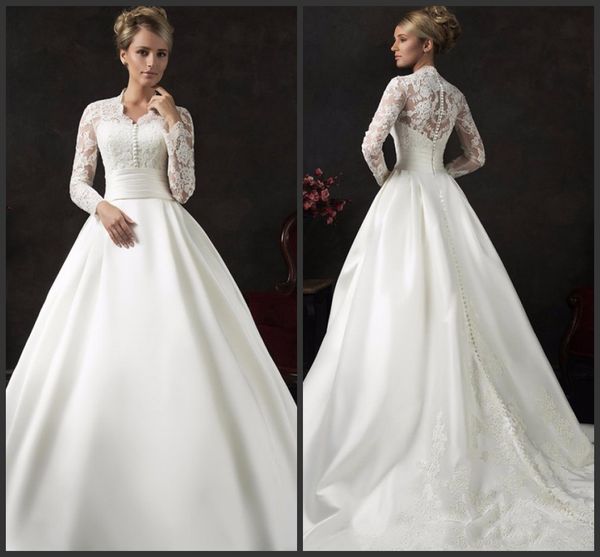 count train wedding dresses long sleeve iullsion bodice jewel neck covered bottons elegant lace appliques wonderful beautiful sale, White
count train wedding dresses long sleeve iullsion bodice jewel neck covered bottons elegant lace appliques wonderful beautiful sale, White