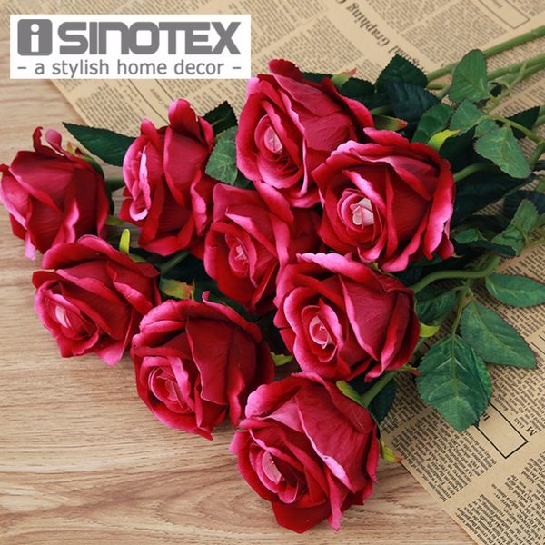 

wholesale- 10 pcs/lot wedding decoration rose artificial flowers romantic date /party sending roses silk flower bouquet
