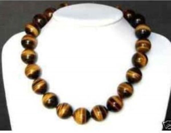 10mm african roar tiger's eye round beads necklace 18", Silver 
10mm african roar tiger's eye round beads necklace 18", Silver