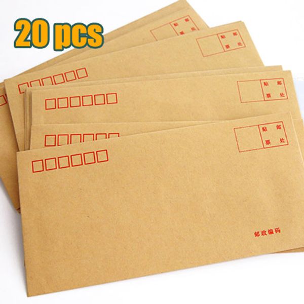 

wholesale- 20pcs / lot new vintage diy multifunction kraft paper envelope / 22 * 11cm / gift card business envelopes