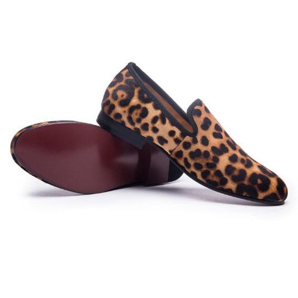fashion handmade leopard men red bottom loafers gentleman luxury fashion stress shoes party sequin shoes men casual shoes, Black