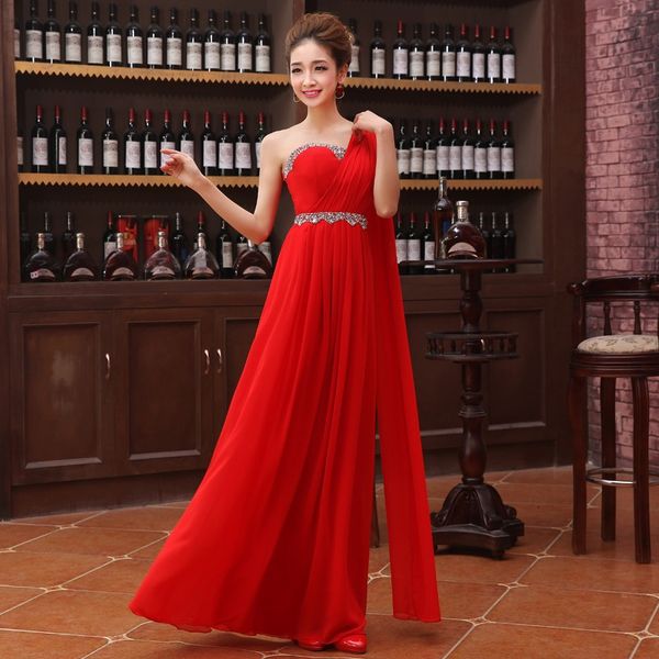 2017 new princess evening dresses elegant red one shoulder chiffon bride gown ball prom party homecoming/graduation formal dress, Black;red
2017 new princess evening dresses elegant red one shoulder chiffon bride gown ball prom party homecoming/graduation formal dress, Black;red
