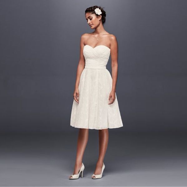 new strapless lace short wedding dress sweetheart knee length open back bridal gowns simple dresses wg3826, White
new strapless lace short wedding dress sweetheart knee length open back bridal gowns simple dresses wg3826, White