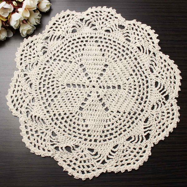 wholesale- 28cm vintage beige crochet lace doily cotton yarn handmade flower placemat round doilies for wedding home table decoration
wholesale- 28cm vintage beige crochet lace doily cotton yarn handmade flower placemat round doilies for wedding home table decoration