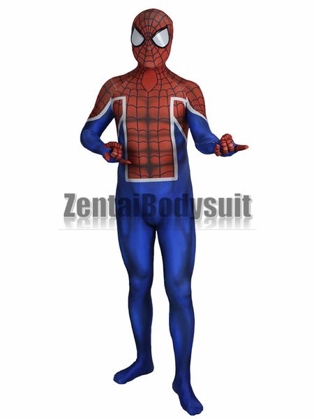 

spider uk costume lycra spandex spider-uk bodysuits fullbody suit zentai halloween party costume, Black;red