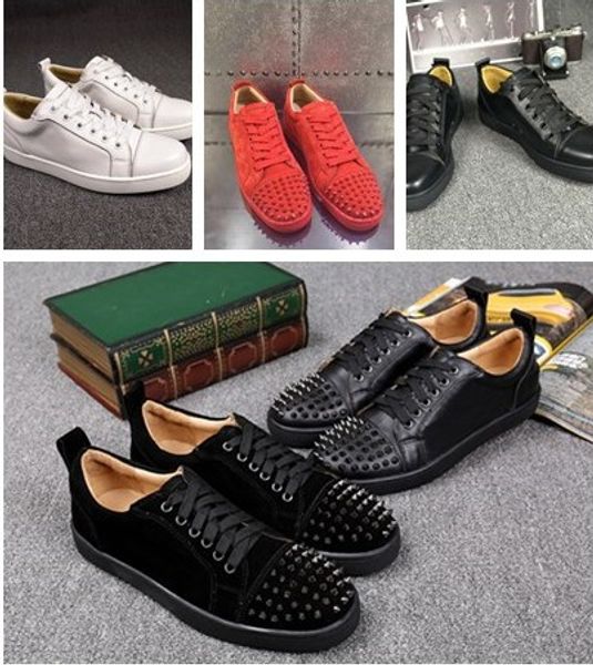 spring new mens casual shoes women red bottom black leather flats shoes luxury spikes fashion sneakers leisure footwear size 35-46
spring new mens casual shoes women red bottom black leather flats shoes luxury spikes fashion sneakers leisure footwear size 35-46