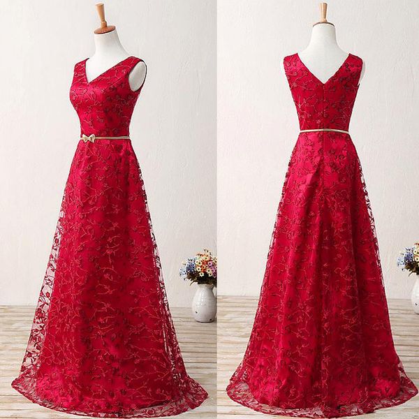 fabulous lace v-neck neckline a-line prom dresses with gold belt customized made red evening gowns vestidos de fiesta cortos, Black
fabulous lace v-neck neckline a-line prom dresses with gold belt customized made red evening gowns vestidos de fiesta cortos, Black