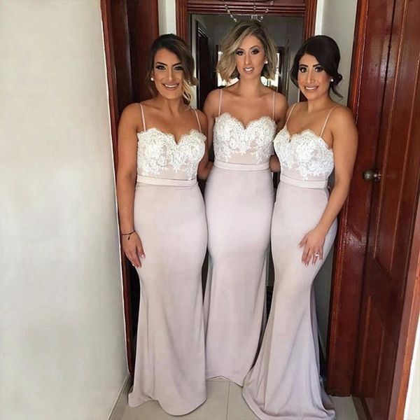 sweetheart spaghetti straps long bridesmaid dresses 2017 floor length low back lace satin mermaid bridesmaid dress, White;pink
sweetheart spaghetti straps long bridesmaid dresses 2017 floor length low back lace satin mermaid bridesmaid dress, White;pink