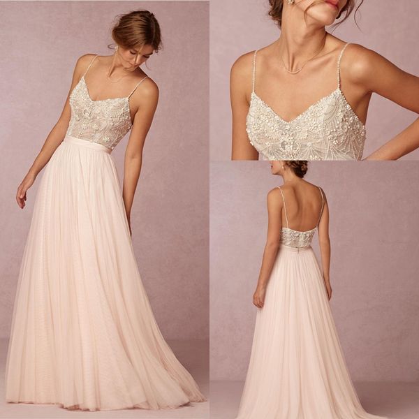2017 new spaghetti straps tulle sleeveless a line wedding dresses beaded stone summer beach bridal wedding dresses custom made, White
2017 new spaghetti straps tulle sleeveless a line wedding dresses beaded stone summer beach bridal wedding dresses custom made, White