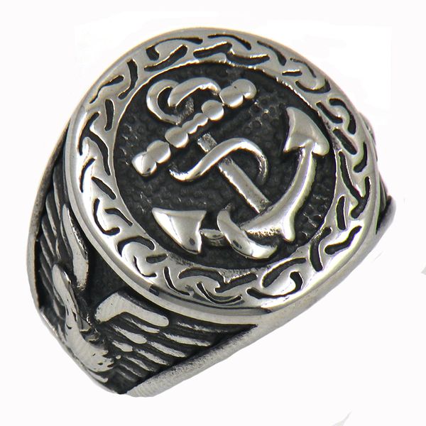 fanssteel 12w18 stainless steel jewelry punk vintage military marine anchor ring with rope seagull sailor navy ring gift for brothers, Silver
fanssteel 12w18 stainless steel jewelry punk vintage military marine anchor ring with rope seagull sailor navy ring gift for brothers, Silver