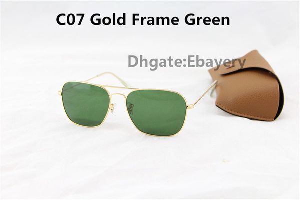 1pcs fashion caravan sunglasses for mens womens gold metal sun glasses black green 58mm glass lens uv400 protection box case, White;black
1pcs fashion caravan sunglasses for mens womens gold metal sun glasses black green 58mm glass lens uv400 protection box case, White;black