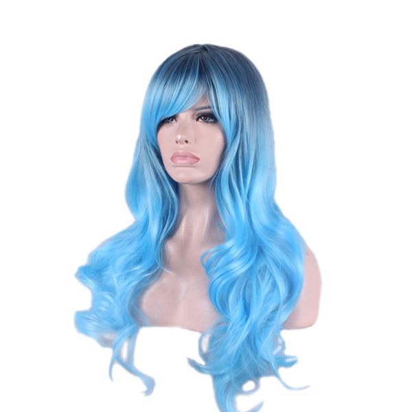 cosplay wigs sapphire blue long body wave synthetic hair wig mix ombre color fashion side bang cosplay wigs, Black
cosplay wigs sapphire blue long body wave synthetic hair wig mix ombre color fashion side bang cosplay wigs, Black