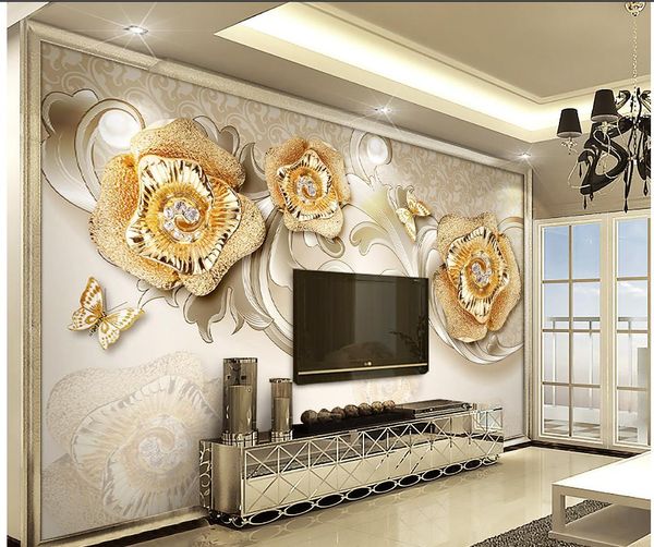 new custom 3d beautiful exquisite european gold rose butterfly tv wall 
new custom 3d beautiful exquisite european gold rose butterfly tv wall