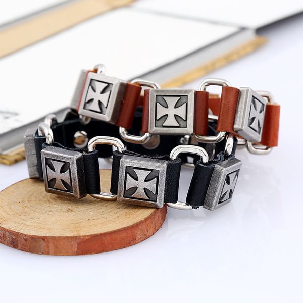 new punk cross charm braided bracelets jewelry handmade genuine leather wristband retro men jewelry wholesale, Golden;silver
new punk cross charm braided bracelets jewelry handmade genuine leather wristband retro men jewelry wholesale, Golden;silver