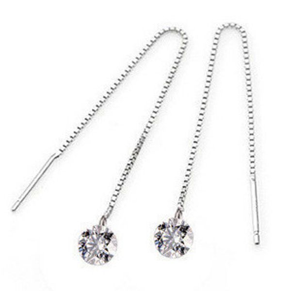 europe and the united states new 925 sterling silver white diamond earrings fashion women simple sweet temperament long section, Golden;silver
europe and the united states new 925 sterling silver white diamond earrings fashion women simple sweet temperament long section, Golden;silver