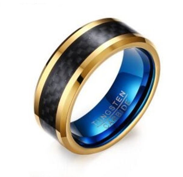 wedding ring 8mm blue and gold tungsten carbide rings with black carbon fiber for men jewelry, Slivery;golden
wedding ring 8mm blue and gold tungsten carbide rings with black carbon fiber for men jewelry, Slivery;golden