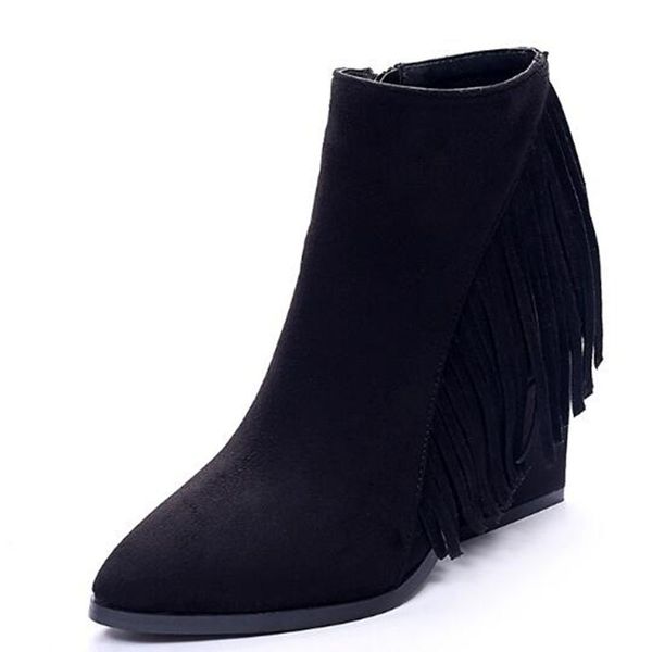 women new europe winter tassel martin boots ladies genuine leather short boot pointed toe slip-on thick heel mid-calf banquet boots big size, Black
women new europe winter tassel martin boots ladies genuine leather short boot pointed toe slip-on thick heel mid-calf banquet boots big size, Black