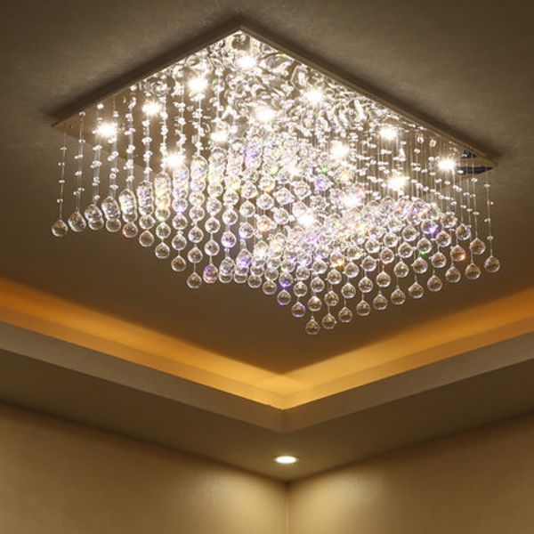 Dimmable Chandeliers High Class K9 Crystal Led Ceiling Modern Dimmable Chandeliers High Class K9 Crystal Led Ceiling Modern Rectangle Lighting Lamps Hotel Hall