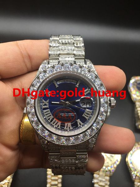 luxury 43mm big diamonds mechanical man watch (multi color dial) all diamond band automatic stainless steel men watches silver blue, Slivery;brown
luxury 43mm big diamonds mechanical man watch (multi color dial) all diamond band automatic stainless steel men watches silver blue, Slivery;brown