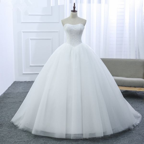 lace tulle ball gown wedding dresses lace up 2019 romantic bridal gowns court train fast shipping, White
lace tulle ball gown wedding dresses lace up 2019 romantic bridal gowns court train fast shipping, White