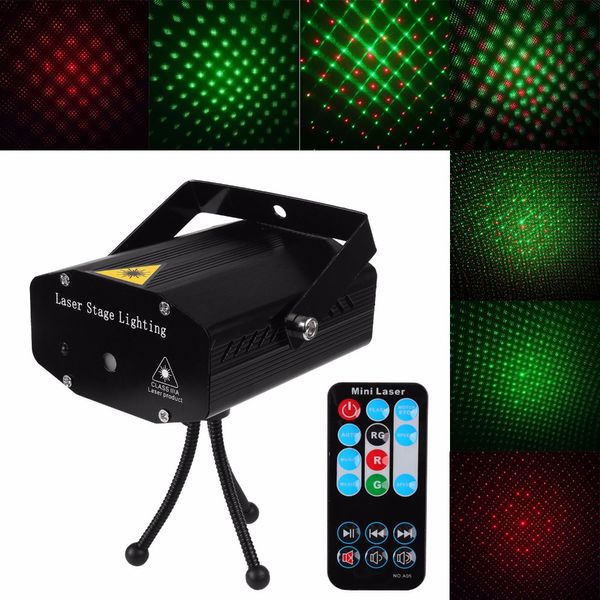 Wholesale- Mini Led Projector Dj Disco Light With Remote Controller Red And Green Stage Lights Xmas Party Wedding Club Show Laser Lighting