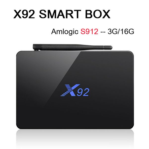 

Коробка Amlogic S912 3Г 16Г X92 восьмиядерный 64-битный Android-ТВ коробка 7.1 2Г 16 ГБ двойной WiFi HDMI с разрешением 4K и H. 265 ВТ4.0 смарт-медиа-плеер против X96 Н96был S905X