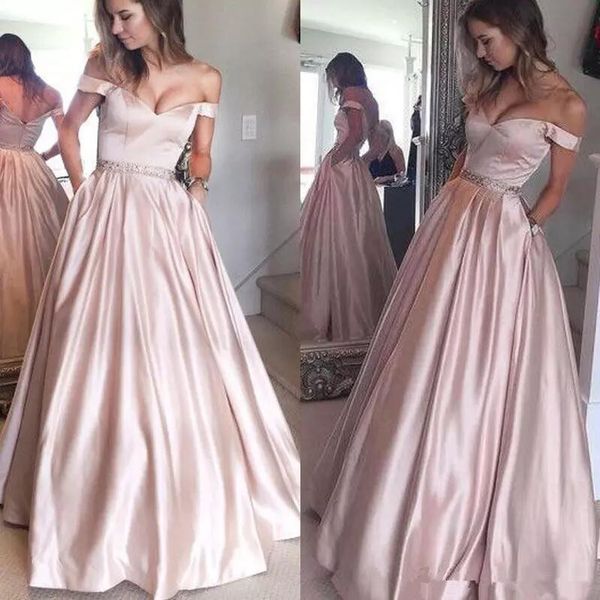 off-the-shoulder satin prom dresses beaded sequined sash pleats pink gray a-line formal evening party gowns custom made 2019 p102, Black
off-the-shoulder satin prom dresses beaded sequined sash pleats pink gray a-line formal evening party gowns custom made 2019 p102, Black