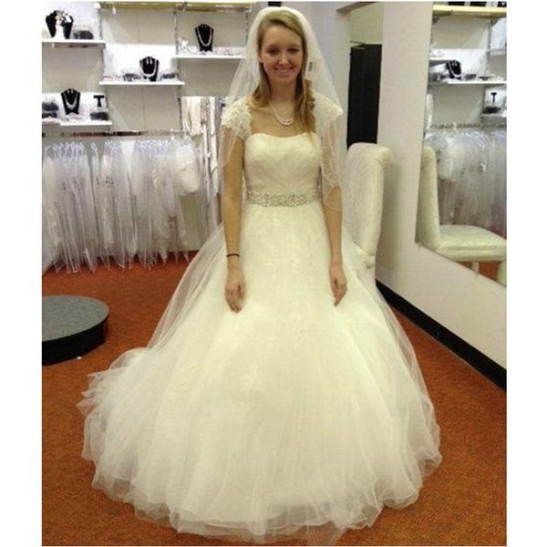 classic design wedding dresses lace cap sleeve backless beaded sash tulle a line floor length bridal gowns custom size, White
classic design wedding dresses lace cap sleeve backless beaded sash tulle a line floor length bridal gowns custom size, White