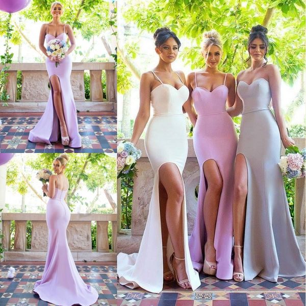 spaghetti straps high splits mermaid bridesmaid dresses 2018 long bridesmaid dress custom made wedding party gowns, White;pink
spaghetti straps high splits mermaid bridesmaid dresses 2018 long bridesmaid dress custom made wedding party gowns, White;pink