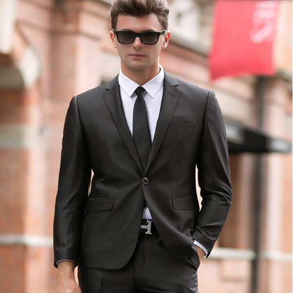

men suits slim fit wedding suits tuxedos blacke lapel one button groom party dinner dress suits(jacket+pants), White;black
