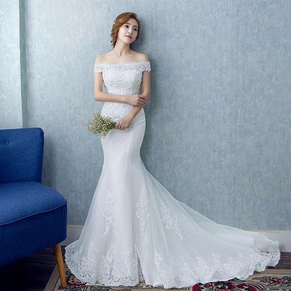 vestido de casamento 2018 off shoulder lace tulle mermaid wedding dresses short sleeves bridal gowns court train, White
vestido de casamento 2018 off shoulder lace tulle mermaid wedding dresses short sleeves bridal gowns court train, White