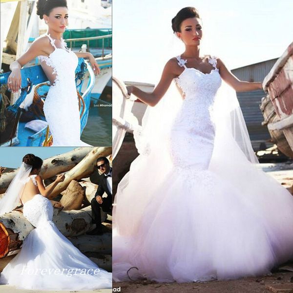 vintage mermaid long spaghetti straps wedding dress lace bridal gown with removeable train plus size custom made vestido de noiva longo, White
vintage mermaid long spaghetti straps wedding dress lace bridal gown with removeable train plus size custom made vestido de noiva longo, White