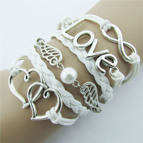 retro diy infinity leather handcuffs double heart angel wings sideway braided wristband bracelet, White
retro diy infinity leather handcuffs double heart angel wings sideway braided wristband bracelet, White