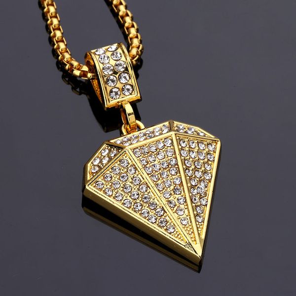 diamond shape pendant necklace hiphop jewelry rhinestone crytal fashion trendy gold plated punk men women gift, Silver
diamond shape pendant necklace hiphop jewelry rhinestone crytal fashion trendy gold plated punk men women gift, Silver