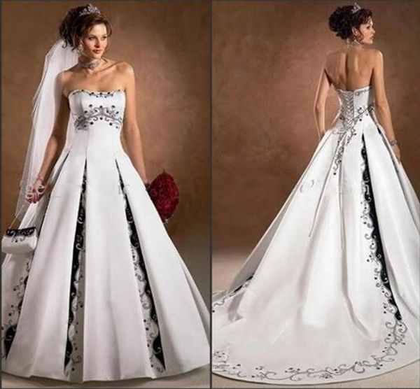 black and white wedding dresses 2017 strapless with appliqued a line sweep train backless charming church wedding bridal gowns custom made
black and white wedding dresses 2017 strapless with appliqued a line sweep train backless charming church wedding bridal gowns custom made