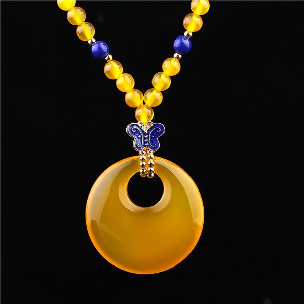 Natural yellow chalcedony pendant female long sweater chain pendant peace buckle necklace wild fashion jewelry
Natural yellow chalcedony pendant female long sweater chain pendant peace buckle necklace wild fashion jewelry