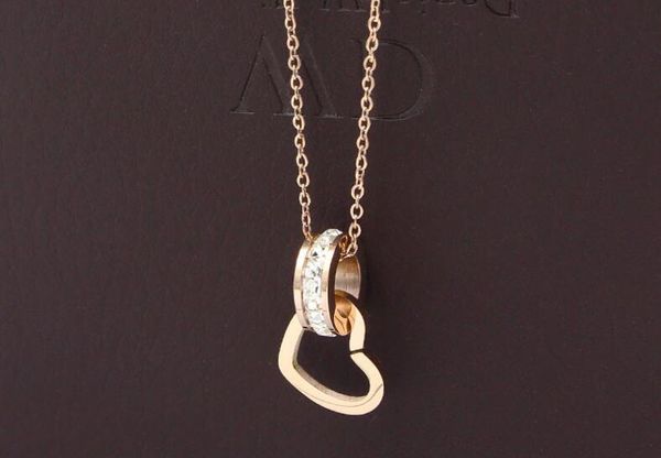 new korean version of peach heart double ring diamond short chain female fashion heart-shaped buckle super titanium steel necklace, Silver
new korean version of peach heart double ring diamond short chain female fashion heart-shaped buckle super titanium steel necklace, Silver