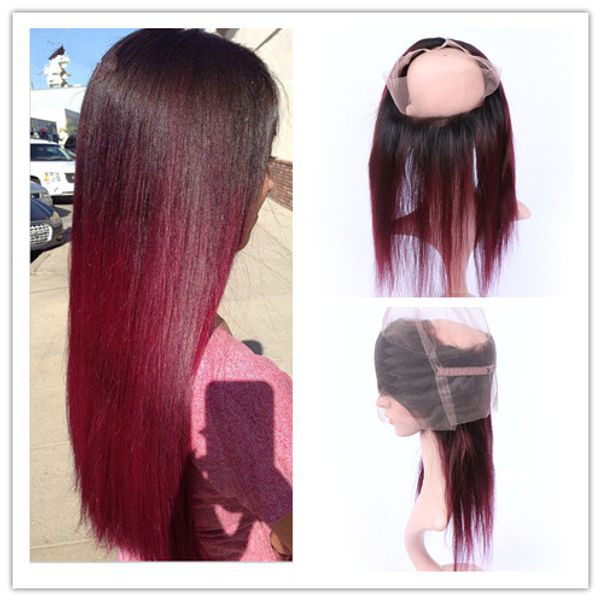 wine red ombre 360 band lace frontal closure pre plucked silky straight 1b/99j burgundy red brazilian hair full frontals 360 band closure, Black;brown
wine red ombre 360 band lace frontal closure pre plucked silky straight 1b/99j burgundy red brazilian hair full frontals 360 band closure, Black;brown