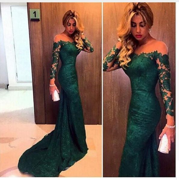 fashion dark green mermaid lace evening dresses long sleeves women formal occasion gown illusion off shoulder dress evening wear, Black;red
fashion dark green mermaid lace evening dresses long sleeves women formal occasion gown illusion off shoulder dress evening wear, Black;red
