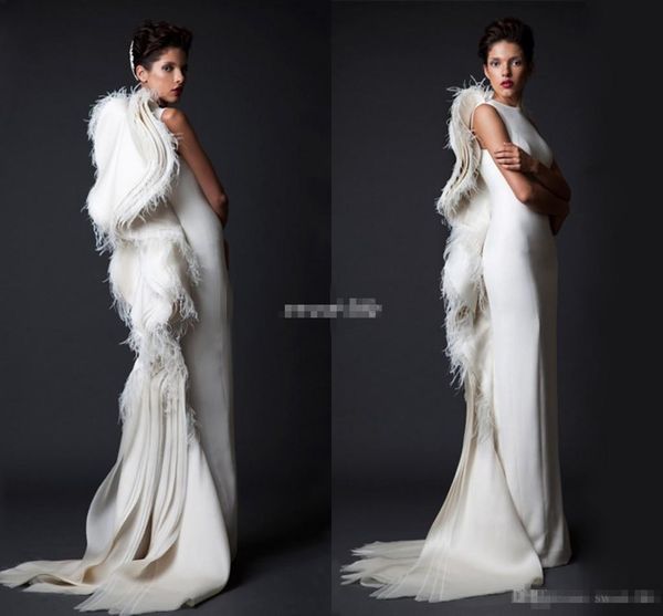

krikor jabotian ivory feather women formal evening dresses sheath ruffles satin 2019 arabic pageant gowns long prom occasion dress vintage, Black;red