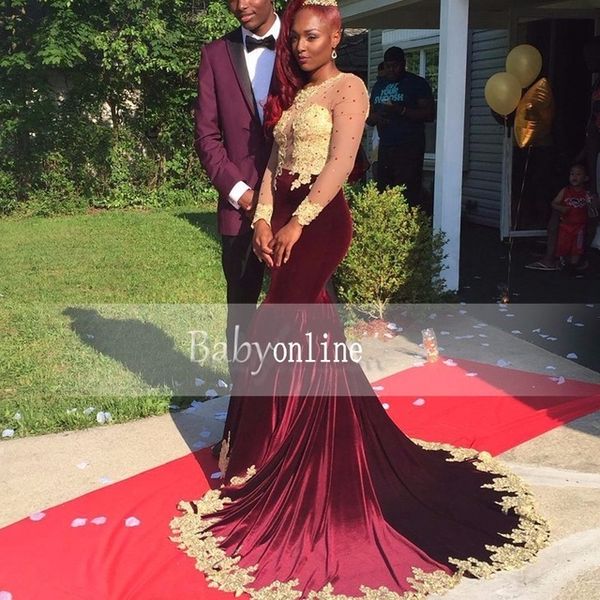 2017 arabic velvet mermaid evening dresses dubai lace appliques beaded long sleeves prom party gowns burgundy formal celebrity dress, Black;red
2017 arabic velvet mermaid evening dresses dubai lace appliques beaded long sleeves prom party gowns burgundy formal celebrity dress, Black;red
