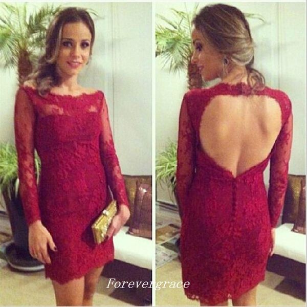 burgundy short mini cocktail dress new sheath bateau neck long sleeve applique event gown homecoming party dress custom made plus size, Black
burgundy short mini cocktail dress new sheath bateau neck long sleeve applique event gown homecoming party dress custom made plus size, Black